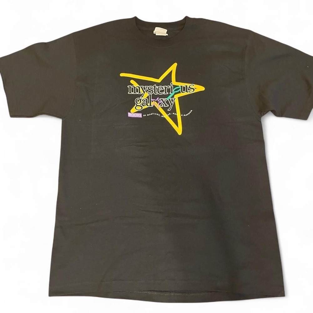 Vintage Mysterious Galaxy Bookstore Graphic Tee, Black, Size Large — Y2K Sci-F